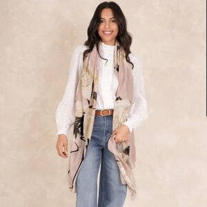 NWT One Hundred Stars Stork Plaster Pink Scarf 33x68